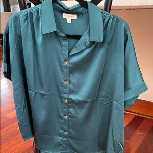 Teal Button-Up Blouse